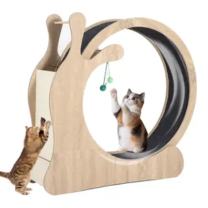 Cat Exercise Wheel, 95cm Inner Diameter Large Cat Treadmill with Removable Carpet, Scratching Board & Play Balls, Kitten Running Wheel for Indoor Cats Walking Training for Cats' Weight Loss & Health