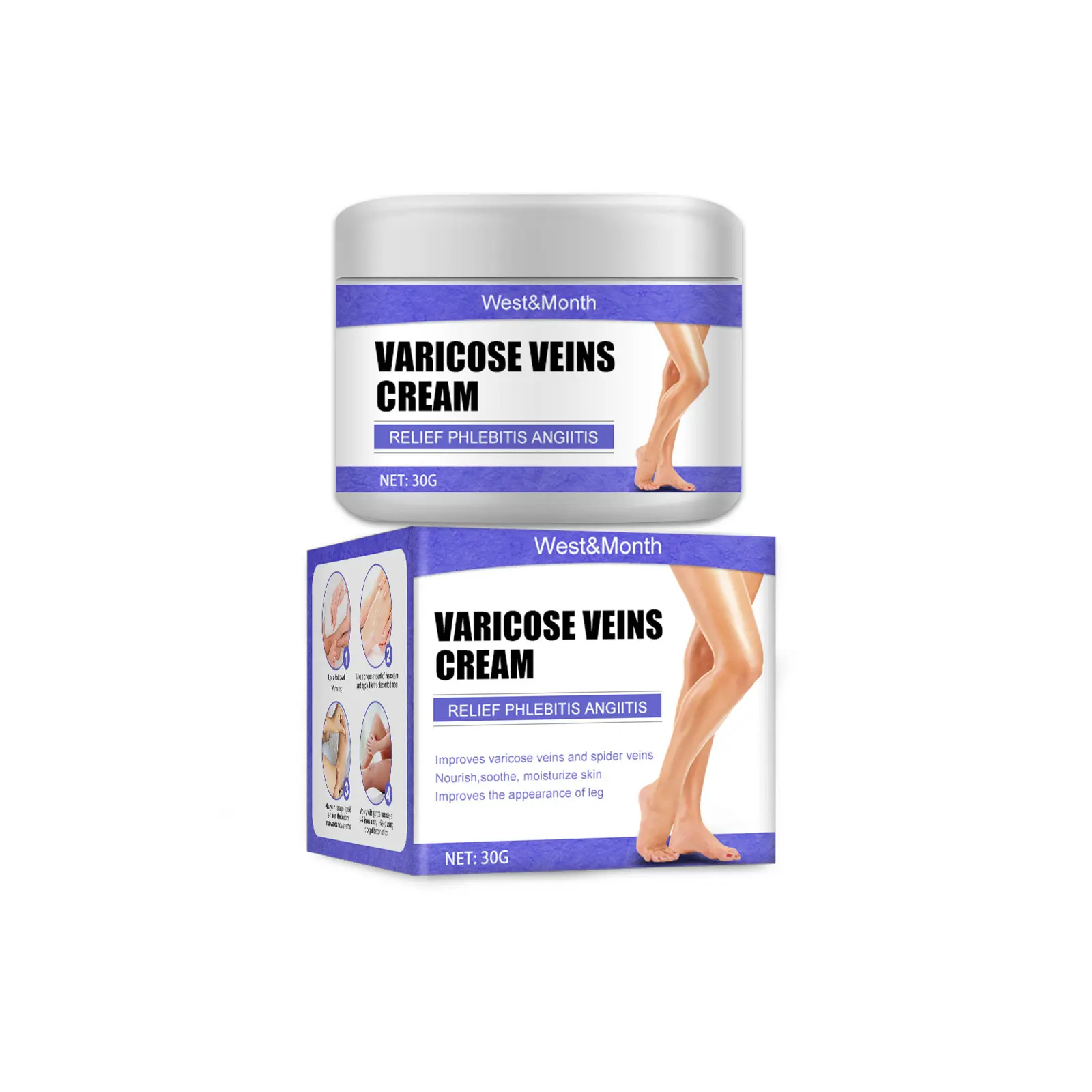 West&Month Leg Care Cream — gentle care for leg pain, swelling, and discomfort; daily moisturizing and nourishing topical massage cream