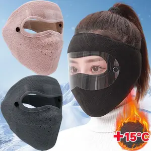 2PCS Winter Windproof Face Mask with Detachable Goggles Thickened Fleece-Lined Full Face Cover for Men & Women Cold Weather Protection for Outdoor Cycling Motorcycle Riding Ski Balaclava