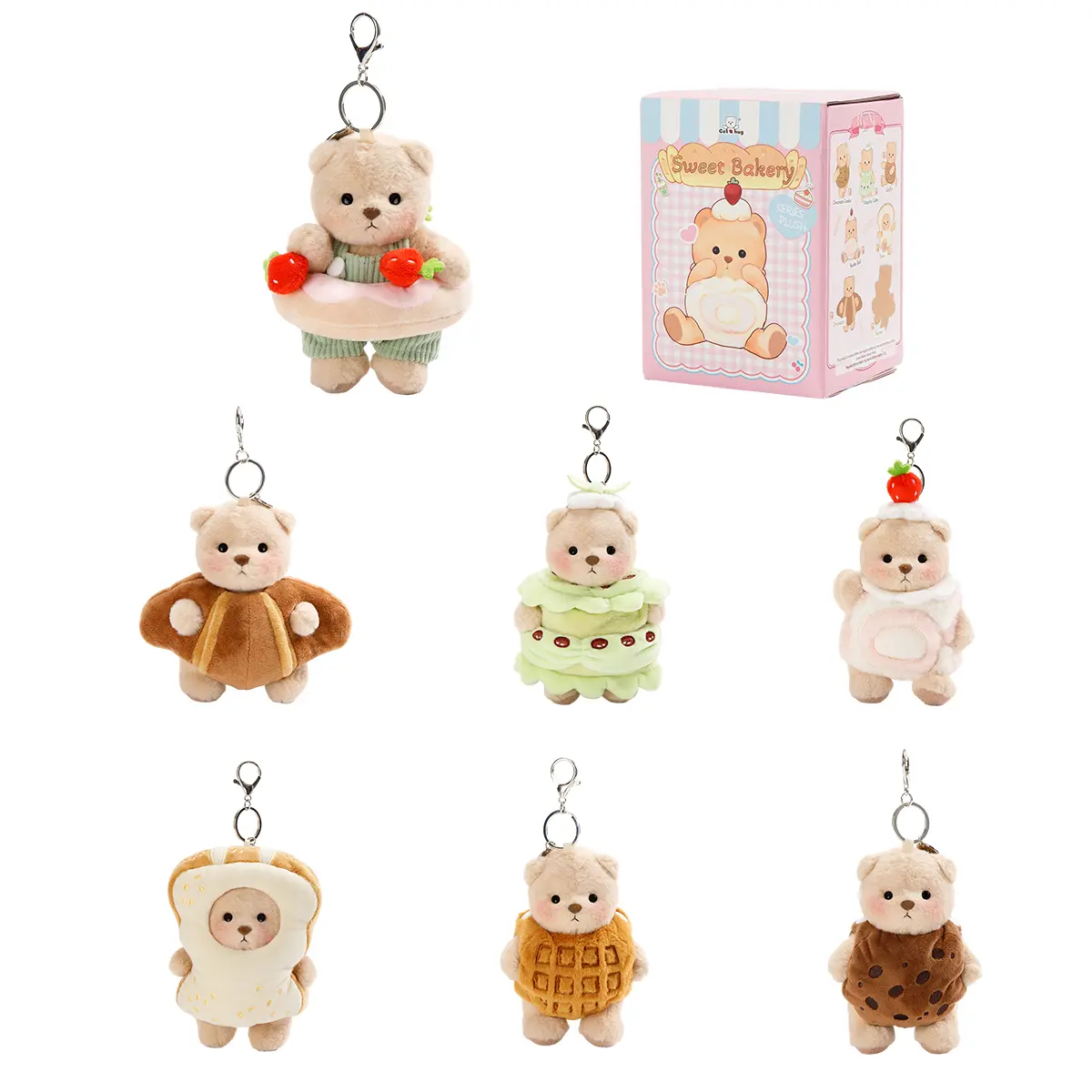 Getahug Sweet Bakery Series Mini Bear Plush Blind Box - 5.9in Polyester Pendant Keychain Charms, Bag Accessories, Unisex Mini Gifts, Mystery Stuffed Toy Keychain Accessories