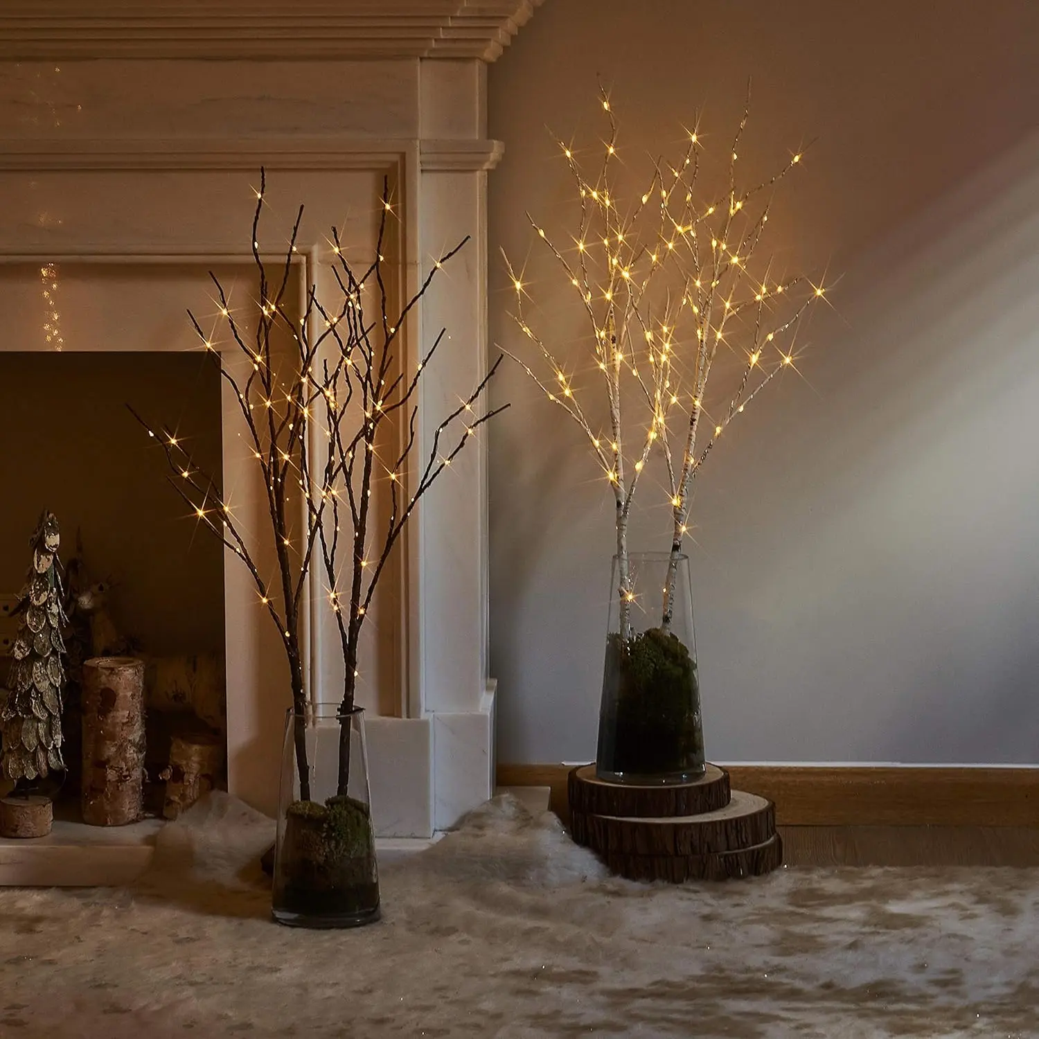 Birch branch battery-powered, artificial branch, branch light for home bedroom fireplace festival decoration Decorative Light (battery not included)