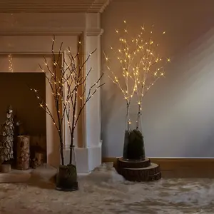 Birch branch battery-powered, artificial branch, branch light, Lighted Floor Standing for home bedroom fireplace festival decoration (battery not included)