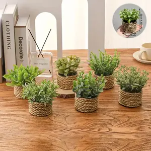 3pcs Set of Artificial Eucalyptus & Lavender Potted Plants, Faux Boxwood, Rosemary & Money Plant Decorations for Home, Office, Garden, Indoor Plants Decor