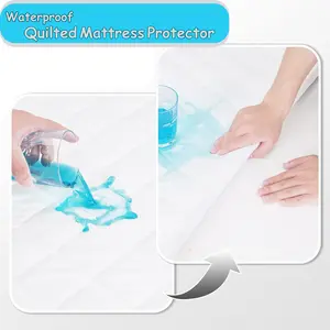 Bedding Waterproof Mattress Protector, Mattress Pad, Quilted Fitted Cover Stretches up to 16 Inches Deep (White, Queen (Pack of 1))