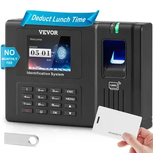 VEVOR Time Clock,  Fingerprint Time Clocks for Employees Small Business, Biometric Time Clock with 5 RFID Cards & USB Drive,  Automatic Punch In/Out, No Monthly Fees