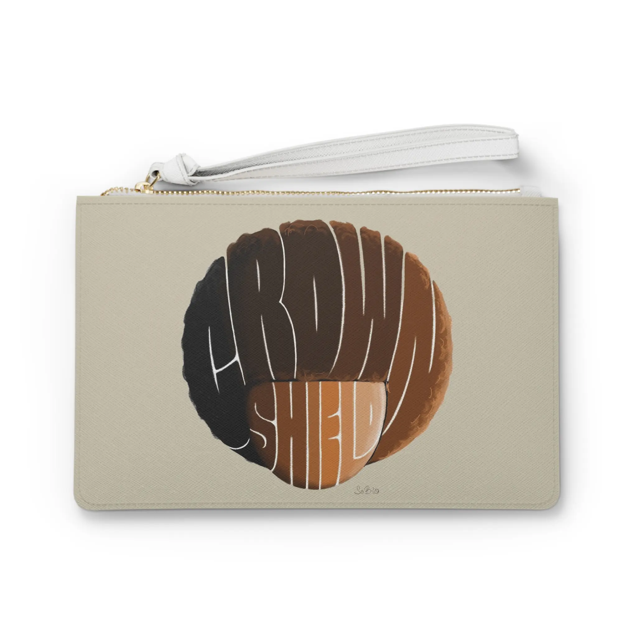 "Built Different" Circle Typography Clutch | Afro Hair Silhouette Wristlet