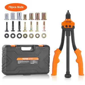 【Summervibes】VEVOR Rivet Nut Tool, 14 in Rivnut Tool Kit with 7 PCS Metric and SAE Mandrels, 70 PCS Assorted Rivet Nuts, 10-24, 1/4-20, M6, 5/16-18, M8, 3/8-16, M10, With Rugged Carrying Case, for DIY, Repairs