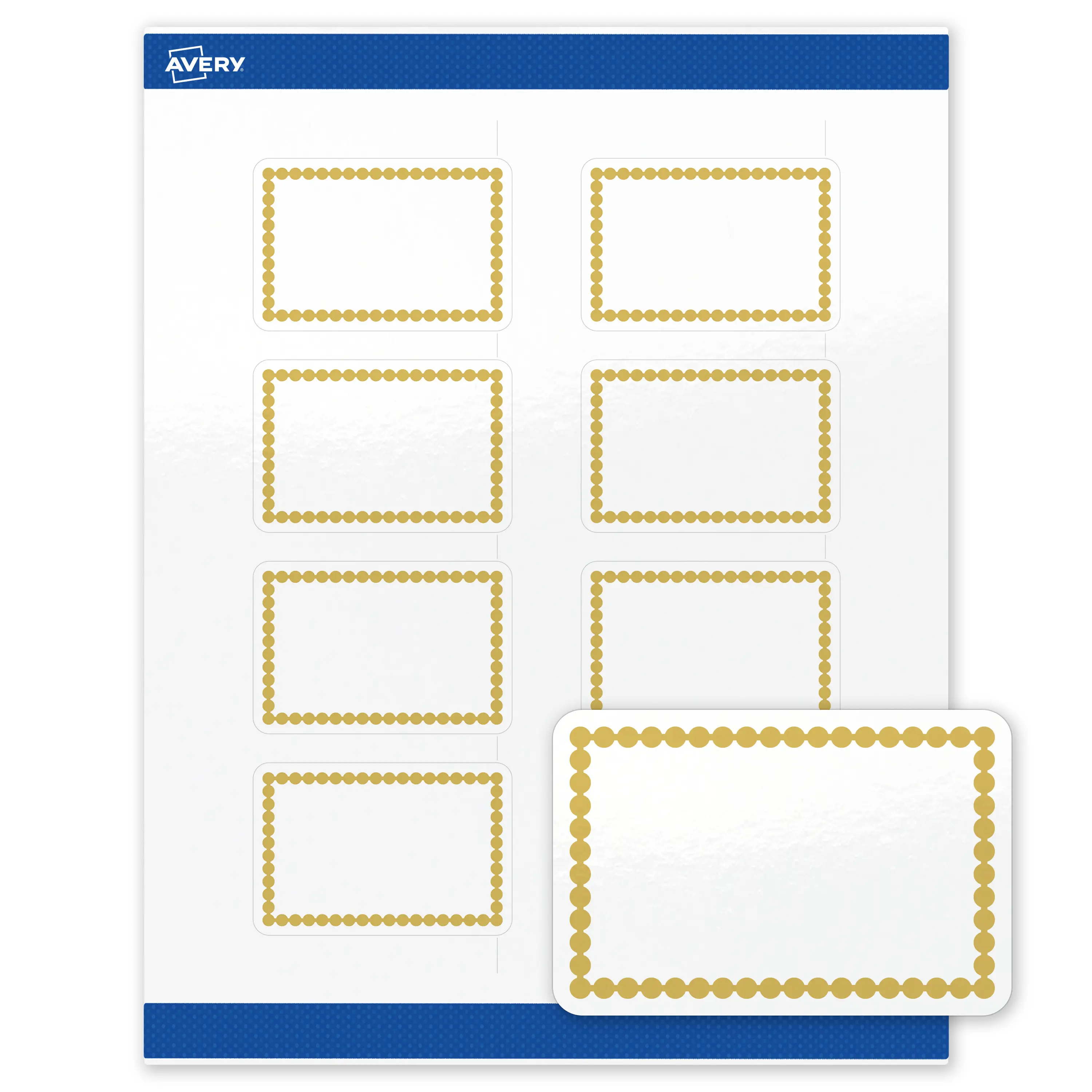 Avery Printable Rectangle Labels, Gold Beads, 2" x 3", Glossy White Rectangle Labels, Permanent, Laser/Inkjet, 80ct, Great for Product Labels
