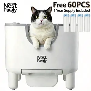 【 Free Gift 】2026 New NestPawly M07 Self-Cleaning Litter Box - Open-Top Automatic Cat Litter Box with Odor Control, Safety Features, and Easy Maintenance