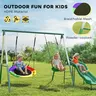 Outsunny 3-in-1 Heavy-Duty A-Frame Playground Equipment for 3-8 Years Kids, Outdoor Playset with 1 Saucer Swing+1 U-Shaped Swing+1 Toddler Slide, Adjustable Ropes, Safety Design for Backyard Endless Fun #Summervibe,familyfun