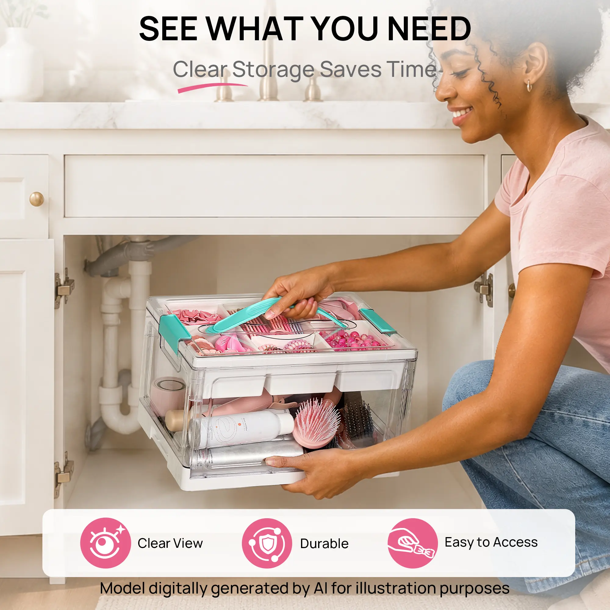 [Video Only]Vtopmart 2-4Pack 24QT Clear Craft Storage Bin with Removable Trays and Dividers, for Art Supply Coloring Books, Sensory Toys, Craft Supplies, Medicine, Playdough, Transparent Water&Dust Proof, Preschool & Back-to-school Restock