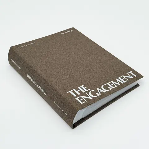 Brown Linen Engagement Photo Album