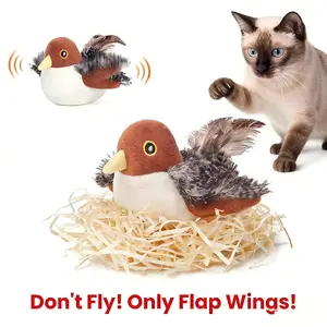 Sparrow Cat Toy (Non-Flying), realistic chirping sound, kitten toy, interactive cat exercise toy, suitable for all cat breeds, can play with kittens independently. Flappy Bird Cat Toy