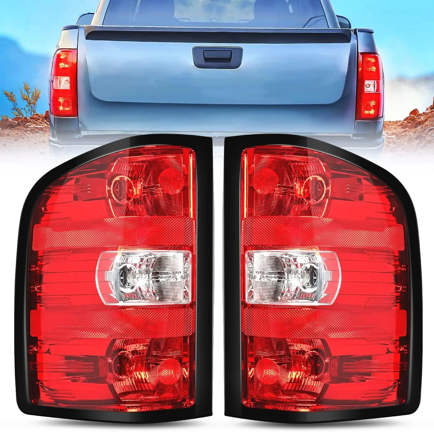 Nilight 1 Pair Taillight Assembly, Advanced Upgraded Materials, DOT & SAE Compliant for 2007-2014 Chevy Silverado 1500/2500HD/3500HD & 2007-2013 GMC Sierra 3500HD, Bulbs Included Rear Lamp Replacement w/Harness, Boost Nighttime Visibility