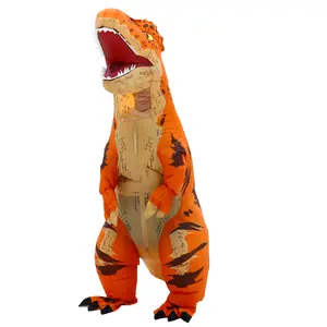 Adult Brown Inflatable Tyrannosaurus Costume — Fun inflatable dinosaur apparel suitable for Halloween, Jurassic-themed parties, birthday celebrations, and festive gatherings