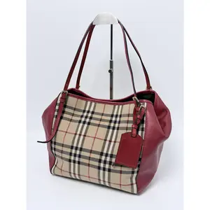 Pre-owned BURBERRY Canvas Tote Bags Small Haymarket Check Canterbury Handle Tote Bag Shoulder Handbag JF03BBR