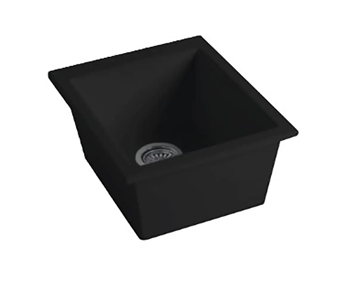 LaToscana PO02017101B 16 in. Width Matte Black Classic Countertop Single Bowl Fireclay Drop-In Bar Sink, Durable, Easy to Install, Heat-Resistant, Waterproof, No Extended Flange Needed, No Overflow