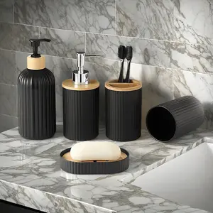 Essential 5 PCS Bathroom Countertop Dispenser Soap Holder Set - Versatile Compact Design for Organized Bathroom Space