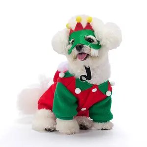 Cross-Border New Christmas Costume Pet Clothes Autumn Winter Warm Dog Clothes Plush Christmas Outfit