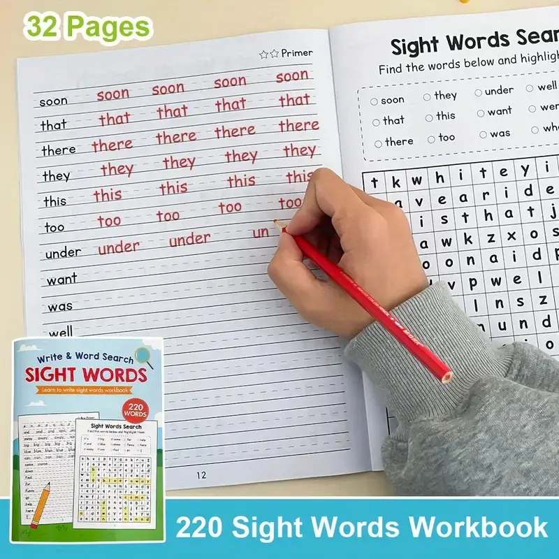 Visual Word Practice Book with Answer Key, Preschool Alphabet, Handwriting and Visual Word Search Game, Suitable for Ages 3 and Above, Educational Learning Activities, English Children Skills, Visual Learning Tools, Tracing Preschool Books