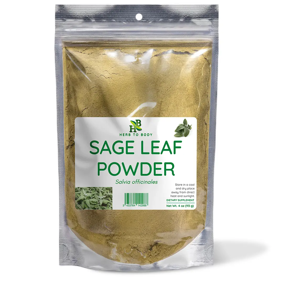 Sage Leaf Powder, 4 oz (113 g) Salvia officinalis Dried Herb for Cooking & Culinary Use | Herb To Body