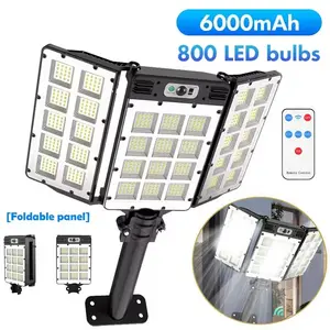 Solar Street Light, 6000mAh 800LED Motion Sensor Outdoor Lights with Remote Control, IP66 Waterproof Adjustable Flood Lights Outdoor for Yard, Garden and Pathway#Summervibes