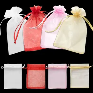 20 Pcs Elegance Organza Gift Bags, Transparent Drawstring Closure Design, Reusable Wedding Party Favor Elegant Packaging, Jewelry & Decorative Items