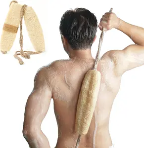 Vietnamese Natural Loofah Back Scrubber - 100% Plant-Based Exfoliation Shower Sponge, with Jute Fiber Strap, Suitable for Men & Women