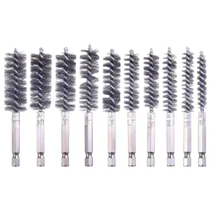 10Pcs/Set Bore Brush for Drill,Drill Wire Bore Brush,Stainless Steel Bore Brush with 1/4 Inch Hex Shank,Drill Wire Brush for Power Drill Impact Driver,Christmas Party Gifts,Hand Tools Kits