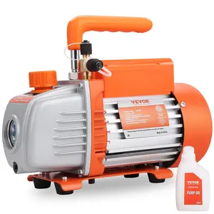 VEVOR 1/5 HP Single Stage Vacuum Pump, 3.5 CFM, 120V AC Air Conditioning Conditioner Vacuum Pump, 1/4" SAE Male 1/2" ACME Male Inlet, for HVAC Repair, Refrigeration Maintenance, Resin Degassing
