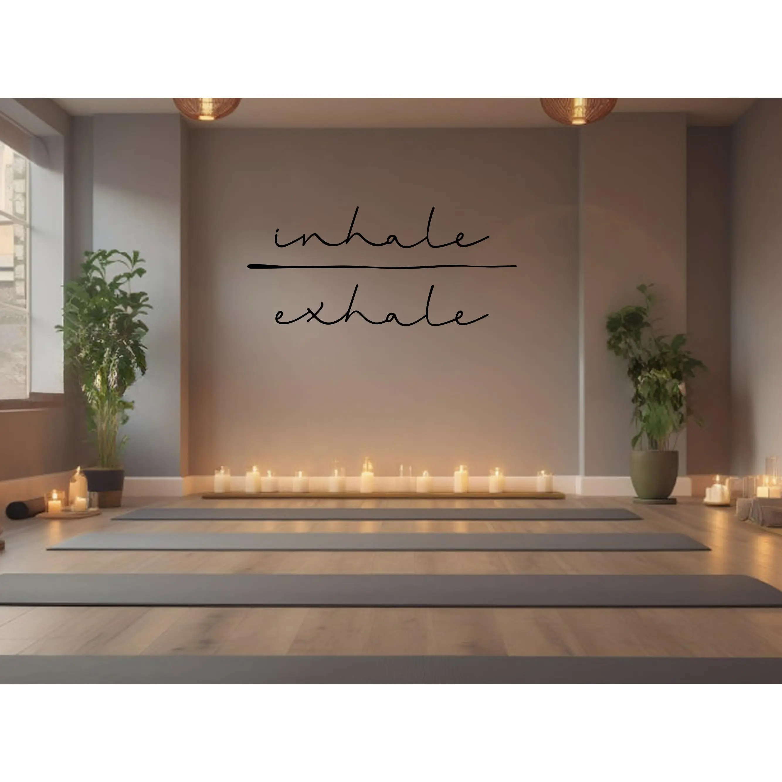 Inhale Exhale Wall Decal – Elegant Yoga Wall Art for Yoga Studios, Meditation Rooms, Massage Rooms, and Zen Decor