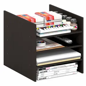 CUBICLE Cube Insert, 3-Shelf Cube Organizer, Fits into Triple Thick Cubes, Ikea Kallax, for Organizers and Storage, Dark Oak