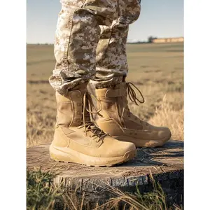 Men's 8-Inch Tactical Military Work Boots - Breathable Leather With Side Zipper, Lightweight For Hiking, Motorcycle, And Combat