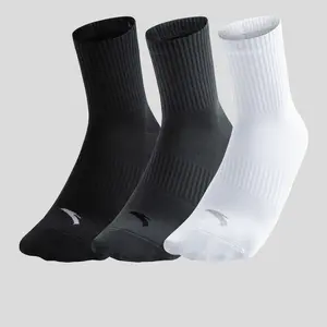 ANTA 3-Pack Crew Socks Cotton Athletic Socks Crewsocks Black White Grey Purple Brown