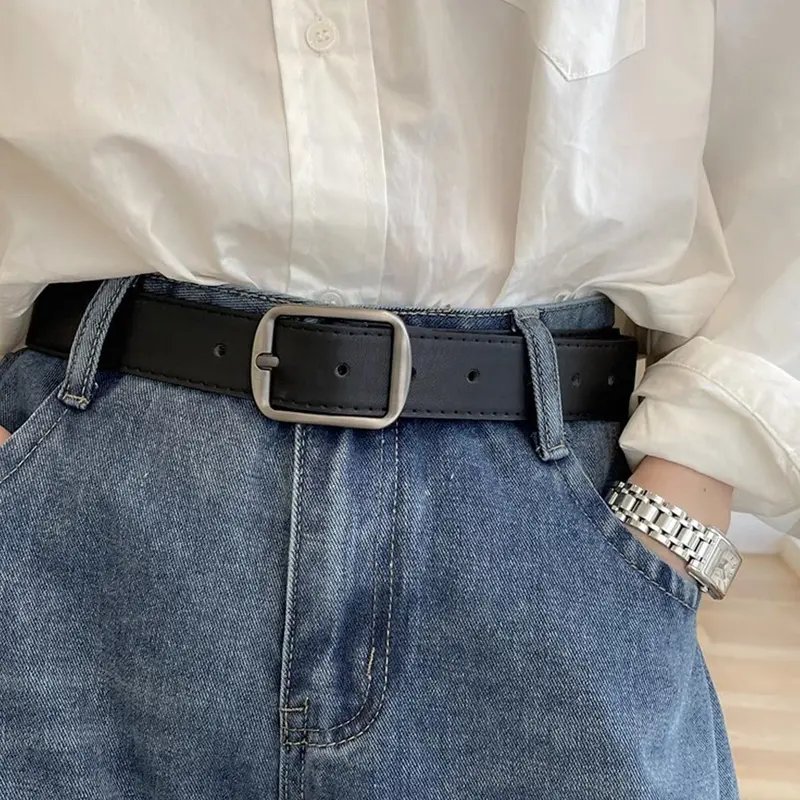 Simple Style Plain Color Casual Trendy Exquisite Design PU Belt, Vintage Trendy Waistband for Jeans & Short Skirt, Fashionable Accessories for Clothes Decoration, Adjustable Belts