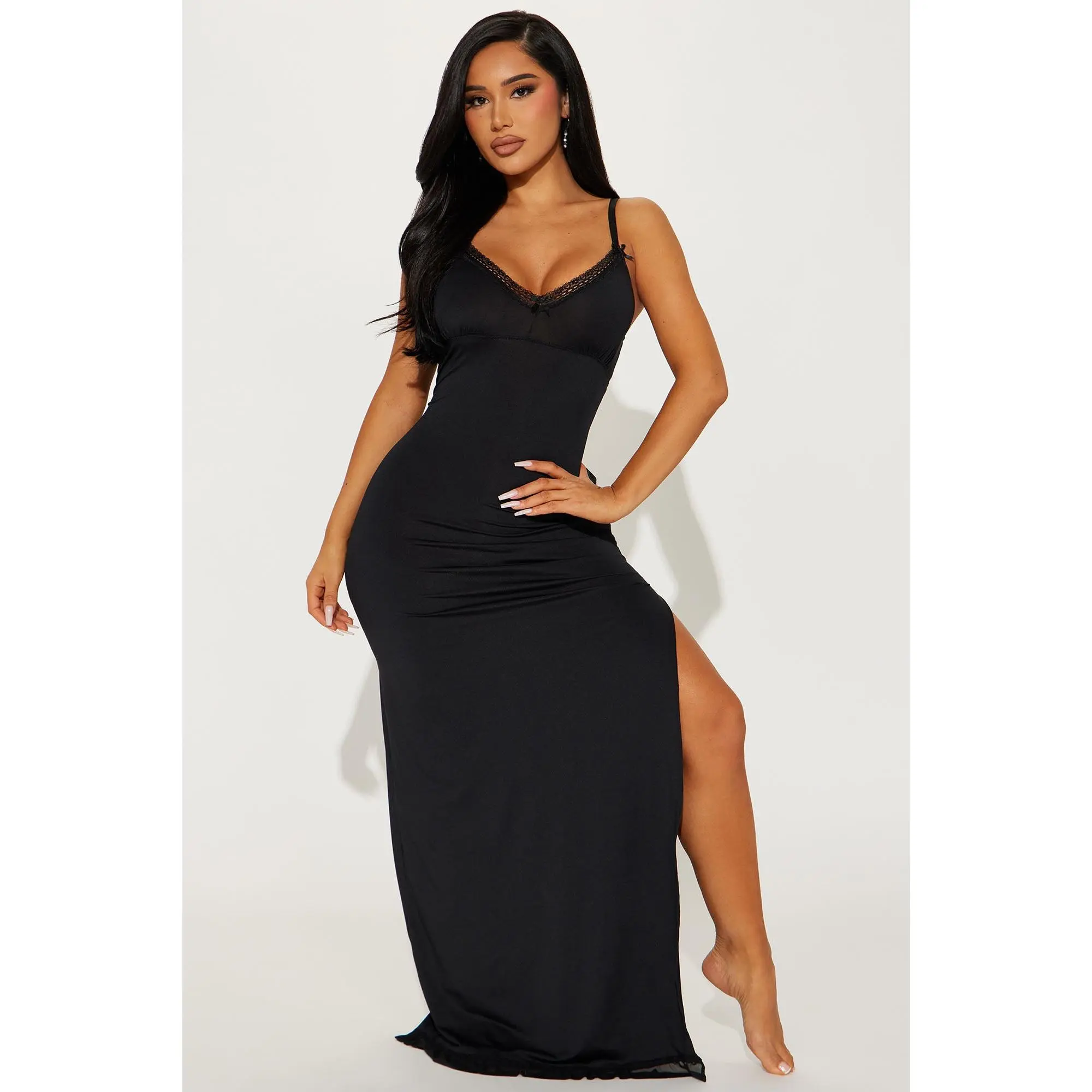 Hit The Snooze Maxi PJ Sleep Dress - Black