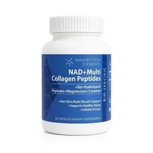 NAD+ & Multi Collagen Peptides Supplement - Bio-Hydrolyzed Peptides with Magnesium & Creatine - Support Hair, Skin, Nails, Muscle & Energy - Grass-Fed, Gluten-Free