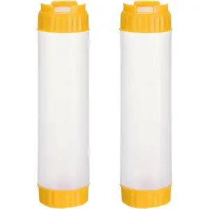 Condiment Squeeze Bottles for Sauces, 2pcs 16 oz Refillable Plastic Squirt Bottle Dispensers Leak Proof for BBQ Cooking Oil Barbecue Seasoning Honey Syrup, Yellow