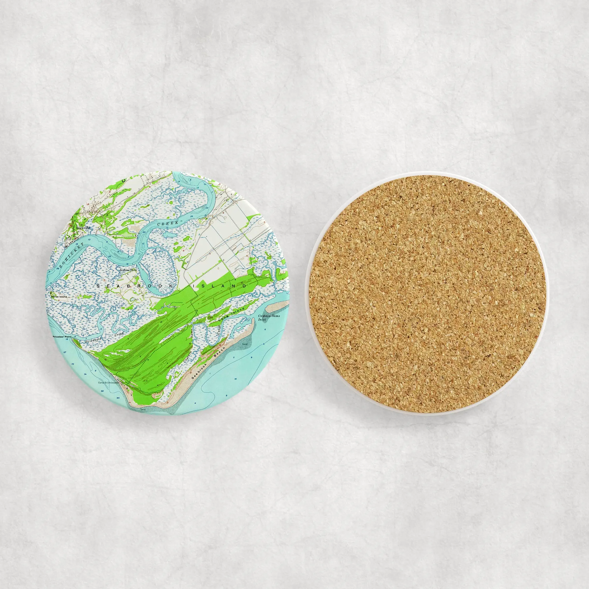 Seabrook Island South Carolina Map Coasters | Set of 4 Vintage Seabrook Island South Carolina Drink Coasters | Travel-Inspired Home Decor