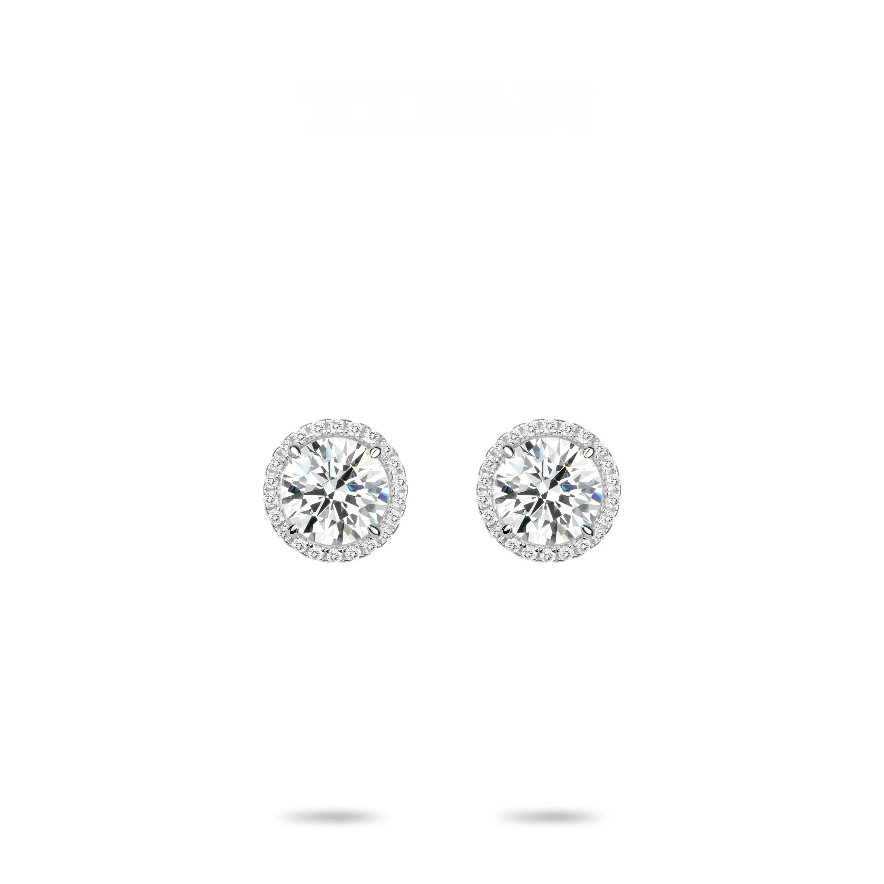 VAMERAY #3278 6 Carat In Each Pave Halo Round Brilliant Stud Earrings