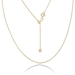 925 Sterling Silver, 18K Gold Plated 925 Sterling Silver 1.3mm Adjustable Diamond Cut Thin Bolo Cable Chain Necklace for Women, Slider Chain 14-24 Inch