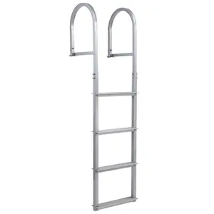 Wisykoke 4-Step Aluminum Dock Ladder, Pontoon Boat Ladder with 500lb Load, Removable & Non-Slip for Pools, Lakes, Boats, Corrosion-Resistant Swim Ladder