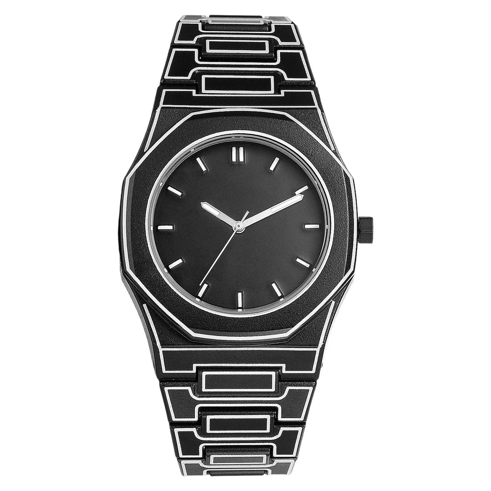 OIDEA Men's Modern Octagon Watch, Waterproof Analog Quartz with Luminous Hands and Black Resin Band for Casual Business, Modern Trendy Watch, Accurate, Easy To Use Quartz Watches