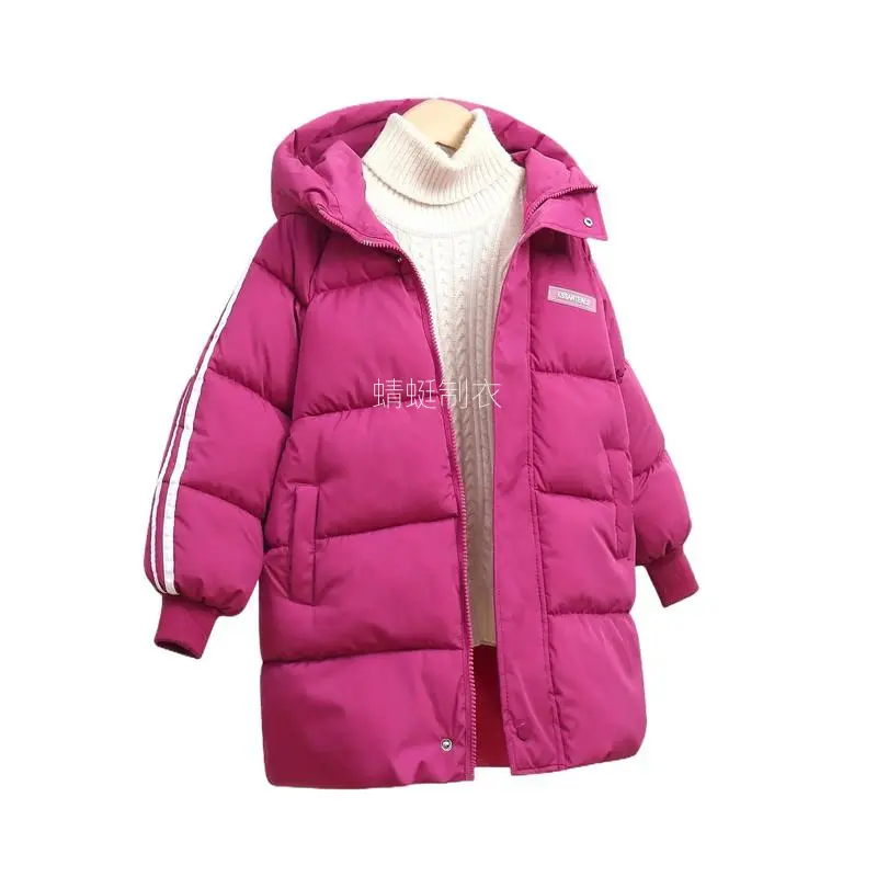 Girls' Polyester Collared Neck Winter Parka - 3-4y/4-5y/5-6y/7-8y/9-10y/11-12y Plain Warm Hooded Mid-Length, Zip-Up Pockets, Outdoor Ready Bomber Jacket, Child Sized Girls' Winter Coats, 3-12 Years, Clothes, Outfits, Casual, Solid, 3-12 Yrs