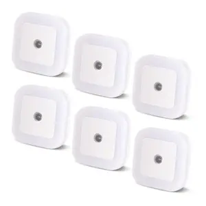 Night Light, 0.5W Daylight White LED Plug-in Night Light with Dusk to Dawn Sensor, Pack of 6 - Designed for Kids Room,Bedroom, Bathroom, Stairs, Kitchen