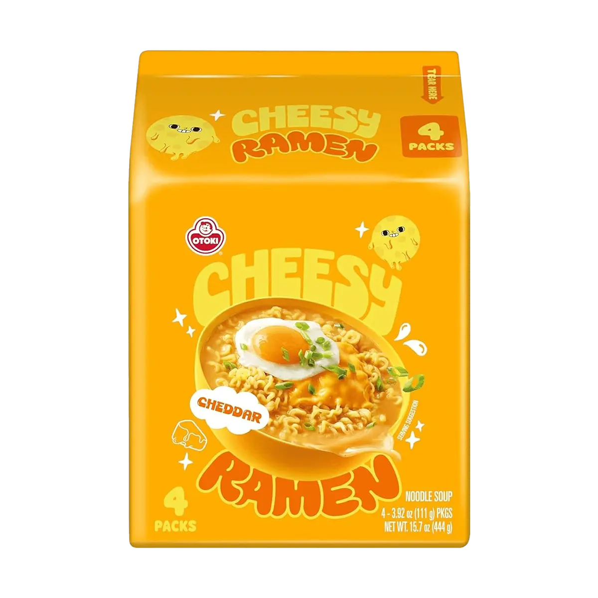 OTTOGI Cheddar Cheese Ramen 4-Pack | Authentic Korean Instant Noodles | 111g Each