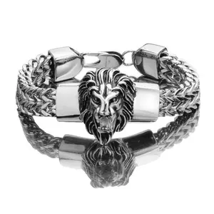 Cool titanium lion head bracelet men's hip-hop jewelry party jewelry men's gift