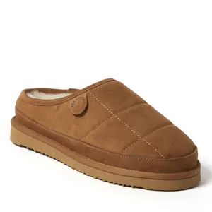 Fireside by Dearfoams Men's Grafton Quilted Genuine Shearling Clog Slipper