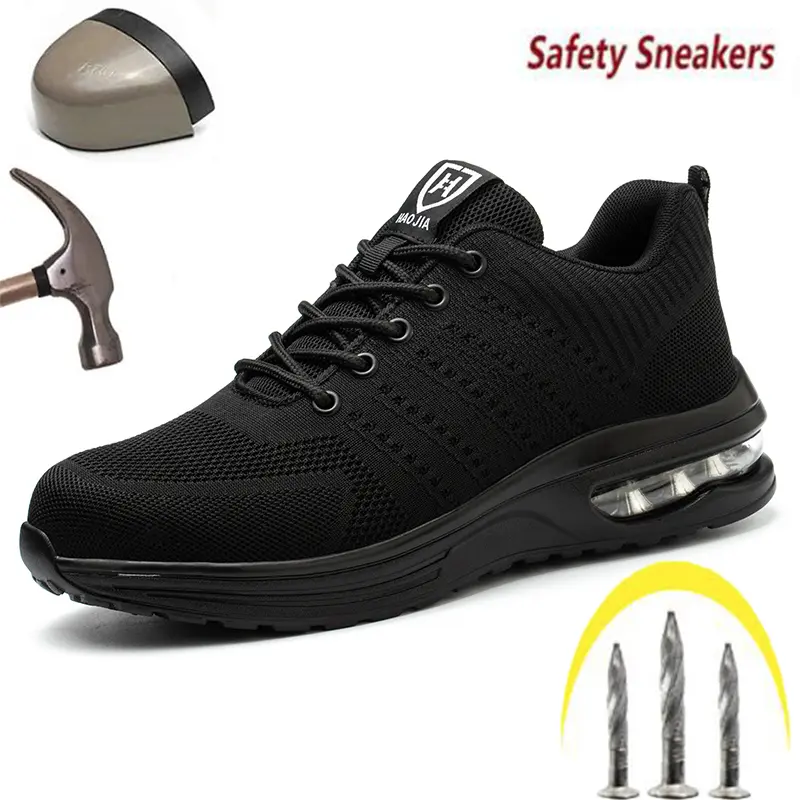 Work & Hiking Boot, Sneaker Style Safety Trainers with Puncture-Proof, Anti-Crushing, and Anti-Slip Rubber Outsole, Steel Toe Trainers, Walking Shoes, Footwear, Closed, Worker, Minimalist, Lightweight, Fabric, Laces, Athletic, Work & Safety Footwear