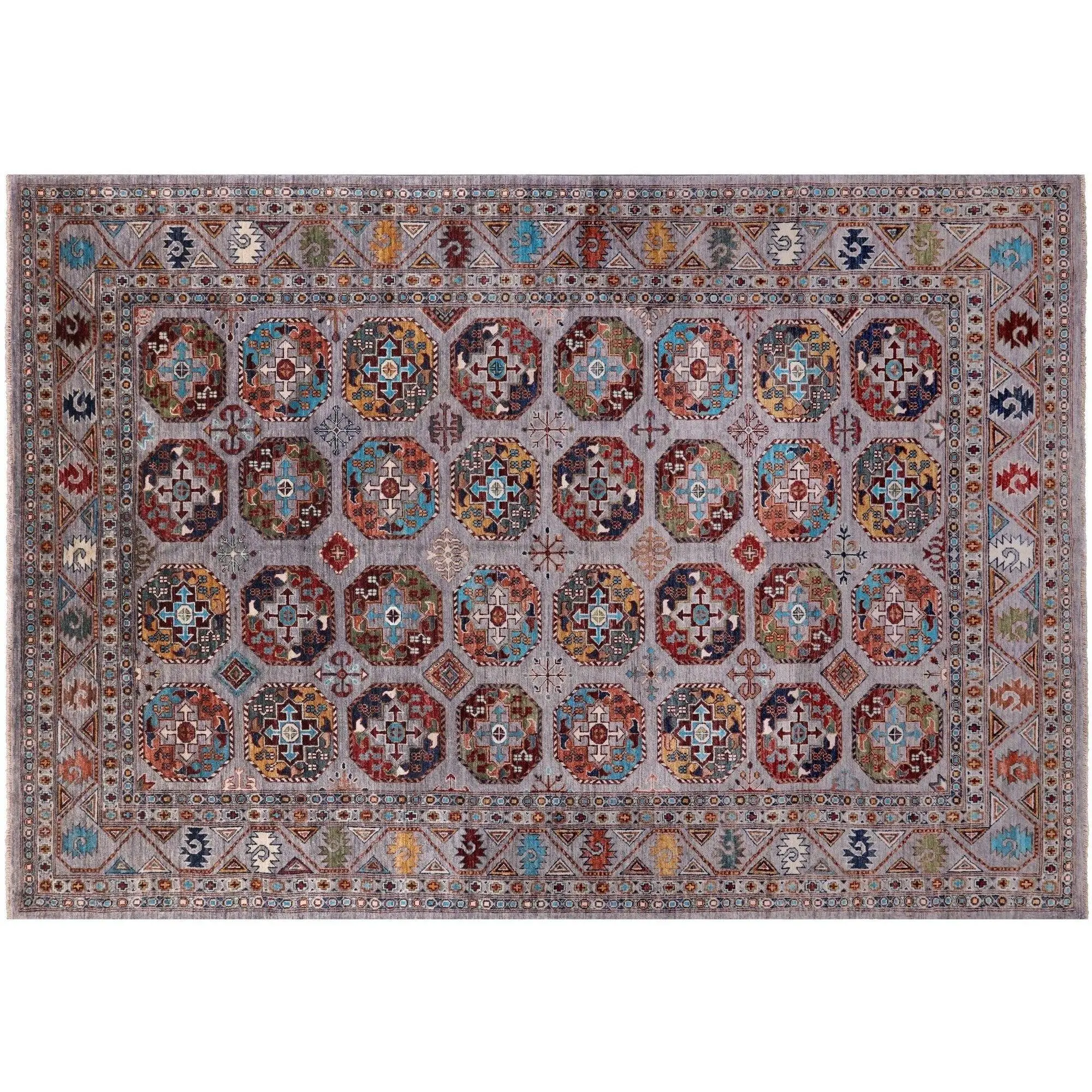 Grey 6' 8" X 9' 8" Bokhara Hand-Knotted Rug - Q9649